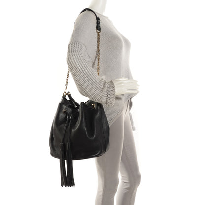 Gucci Pebbled Calfskin Miss Bamboo Bucket Bag Black 2 of 7