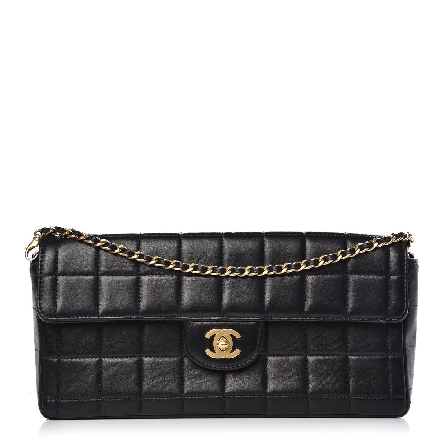 Lambskin East West Chocolate Bar Flap Black
