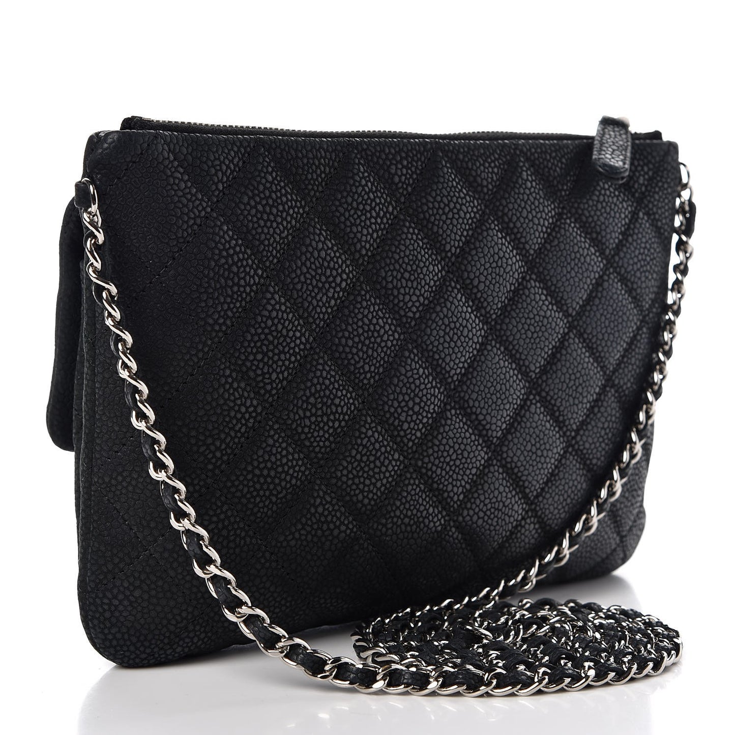 Iridescent Caviar Quilted Daily Zip Crossbody Bag Black