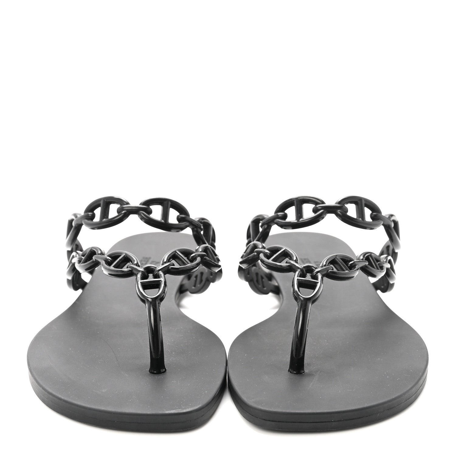 Hermes Rubber Chaine d'Ancre Island Sandals 38 Black 3 of 9