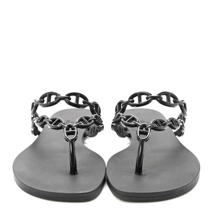 Hermes Rubber Chaine d'Ancre Island Sandals 38 Black 3 of 9