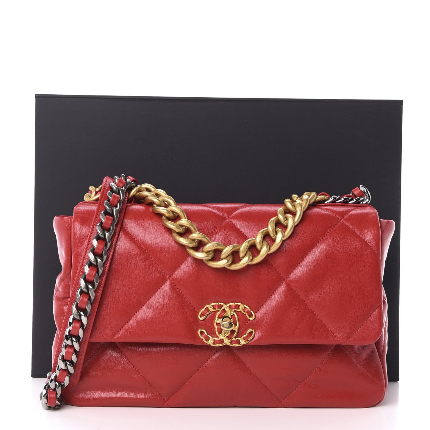 Lambskin Quilted Large 19 Flap Red