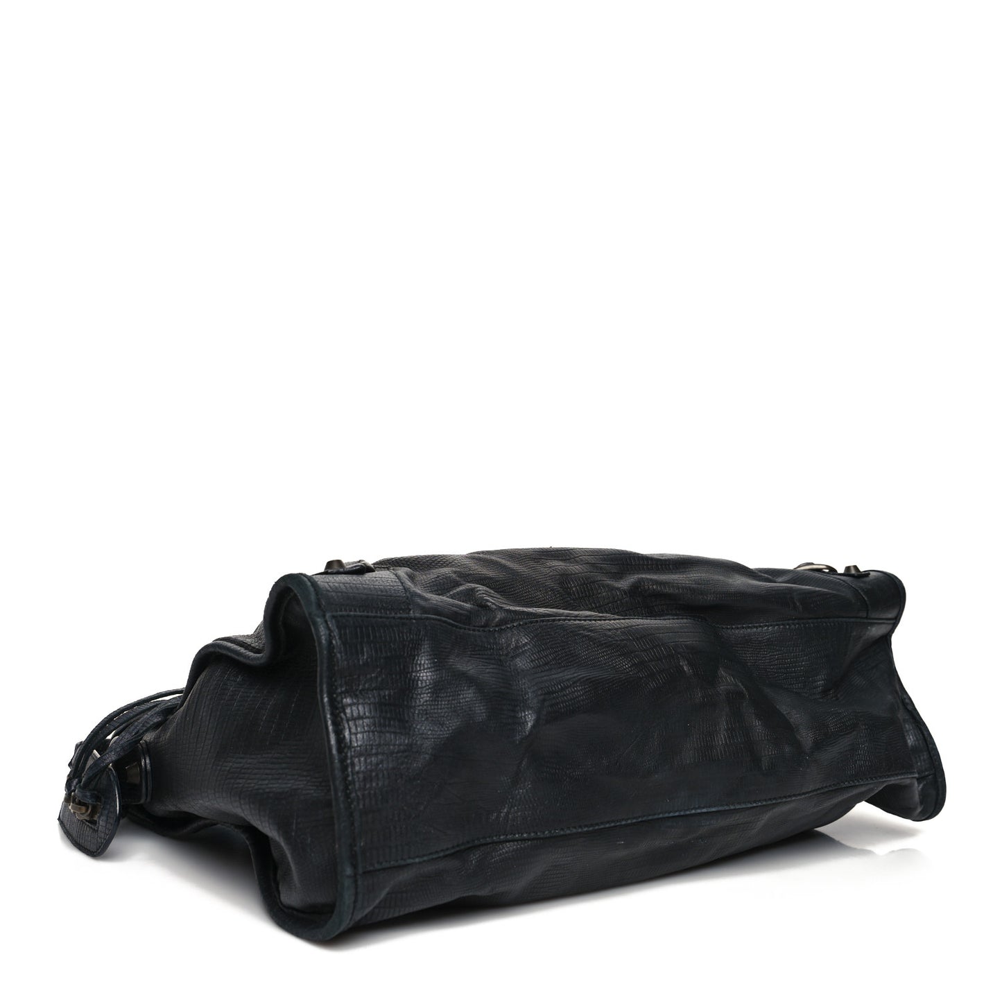 Calfskin Lizard Embossed Classic Hardware City Black