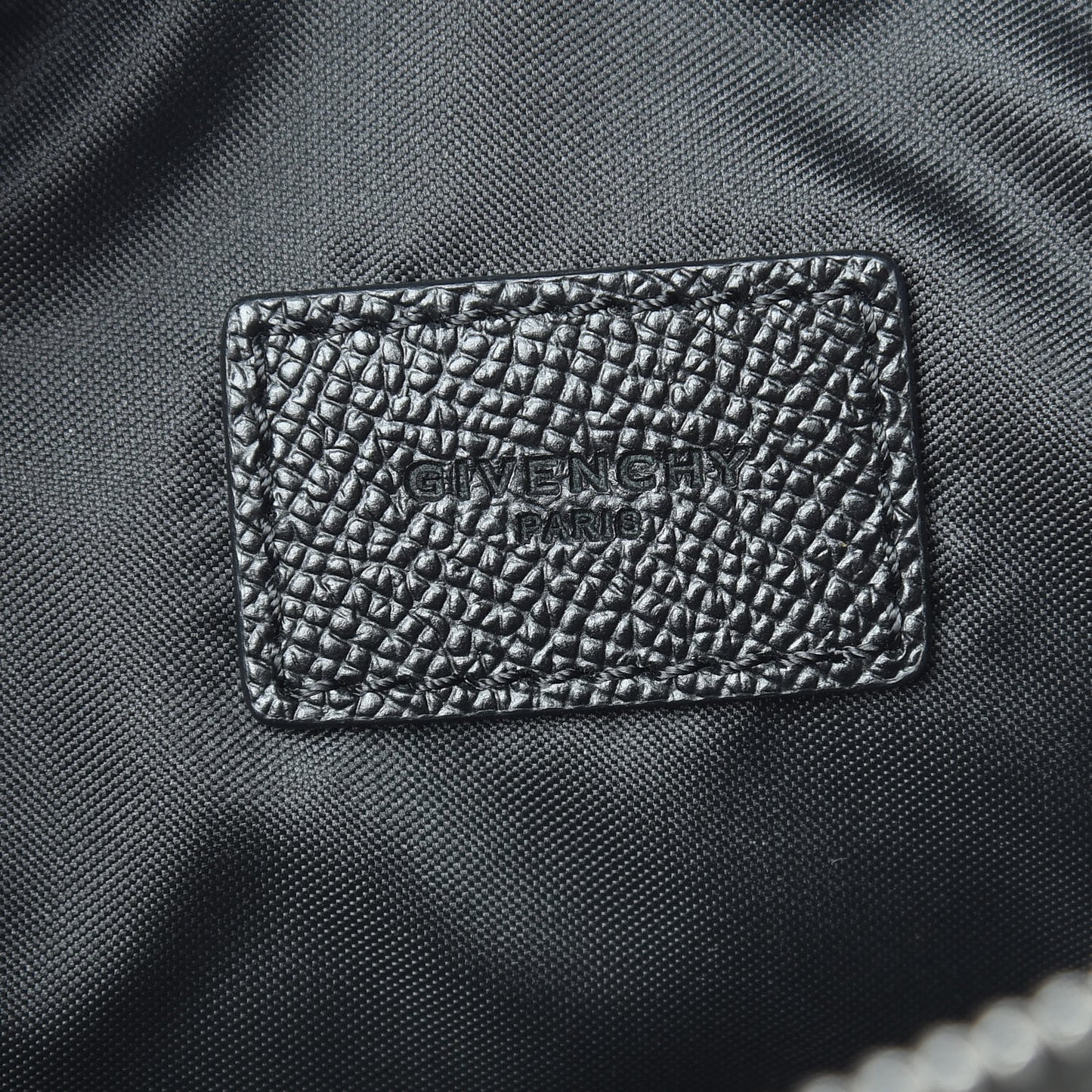 Grained Calfskin Checkered Print Messenger Black White