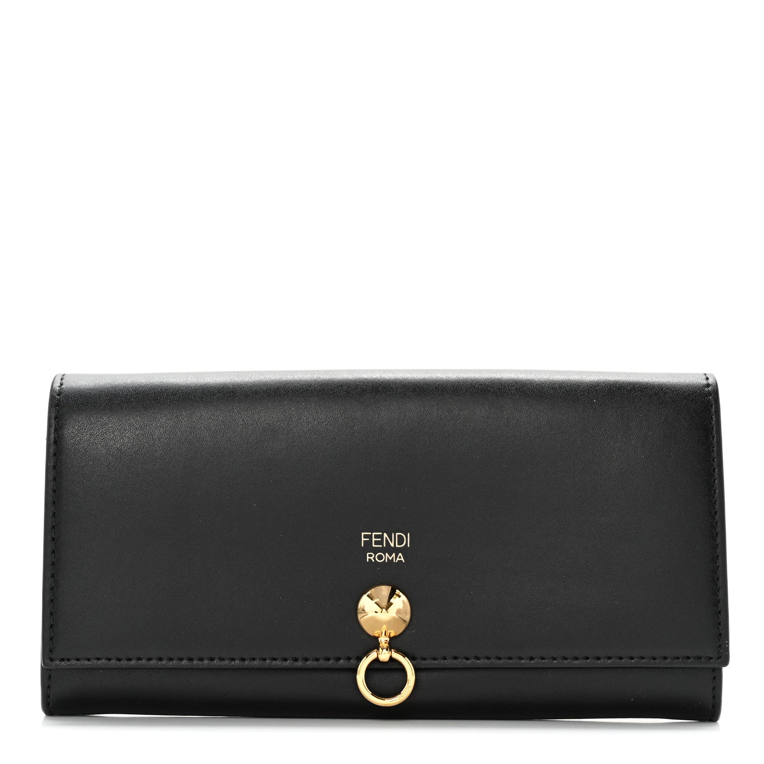 Fendi Vitello Liberty Century Lucido By The Way Continental Wallet On Chain Black 1 of 9