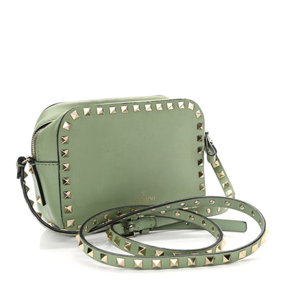 Valentino Garavani Calfskin Rockstud Camera Crossbody Bag Powder Green 3 of 10