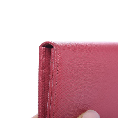 Prada Saffiano Metal Continental Flap Wallet Peonia 6 of 9