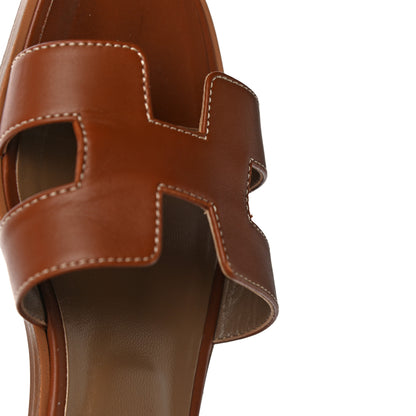 Hermes Box Calfskin Oran Sandals 37.5 Gold 13 of 15