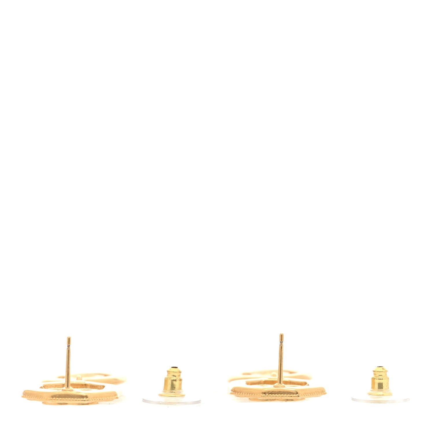 Chanel Metal Crystal Quilted CC No 5 Drop Earrings Gold 3 of 4