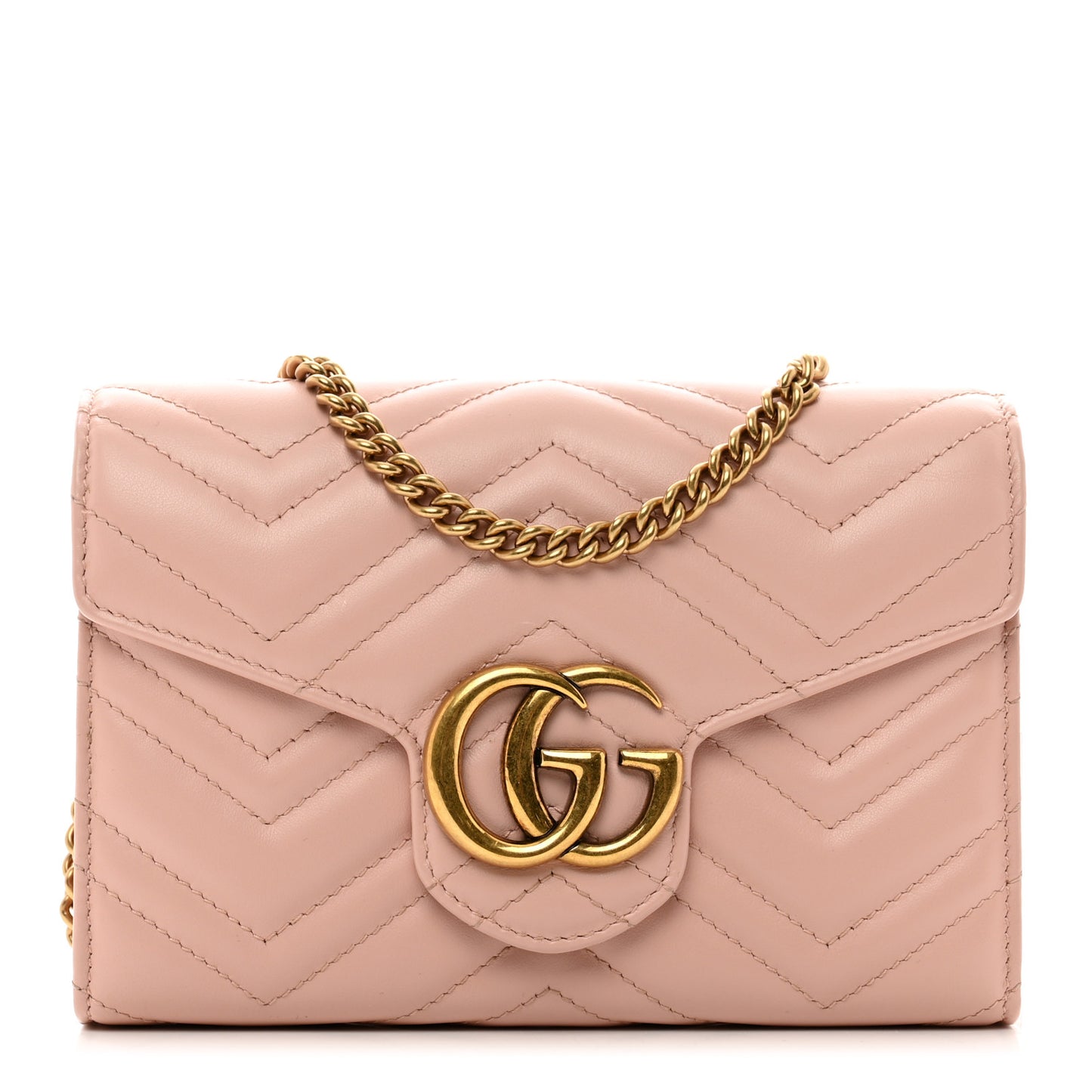 Calfskin Matelasse GG Marmont Chain Wallet Perfect Pink