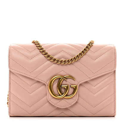 Gucci Calfskin Matelasse GG Marmont Chain Wallet Perfect Pink 1 of 10
