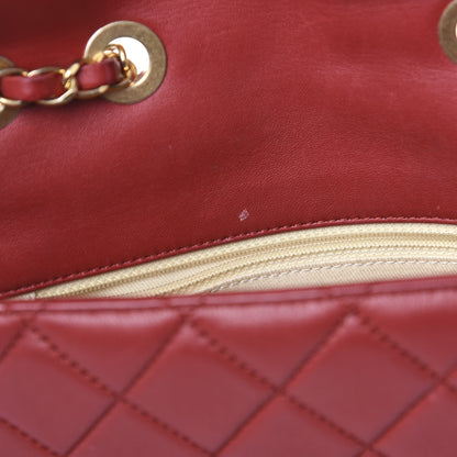Chanel Lambskin Quilted Medium Contrast Stitch Flap Red 9 of 18