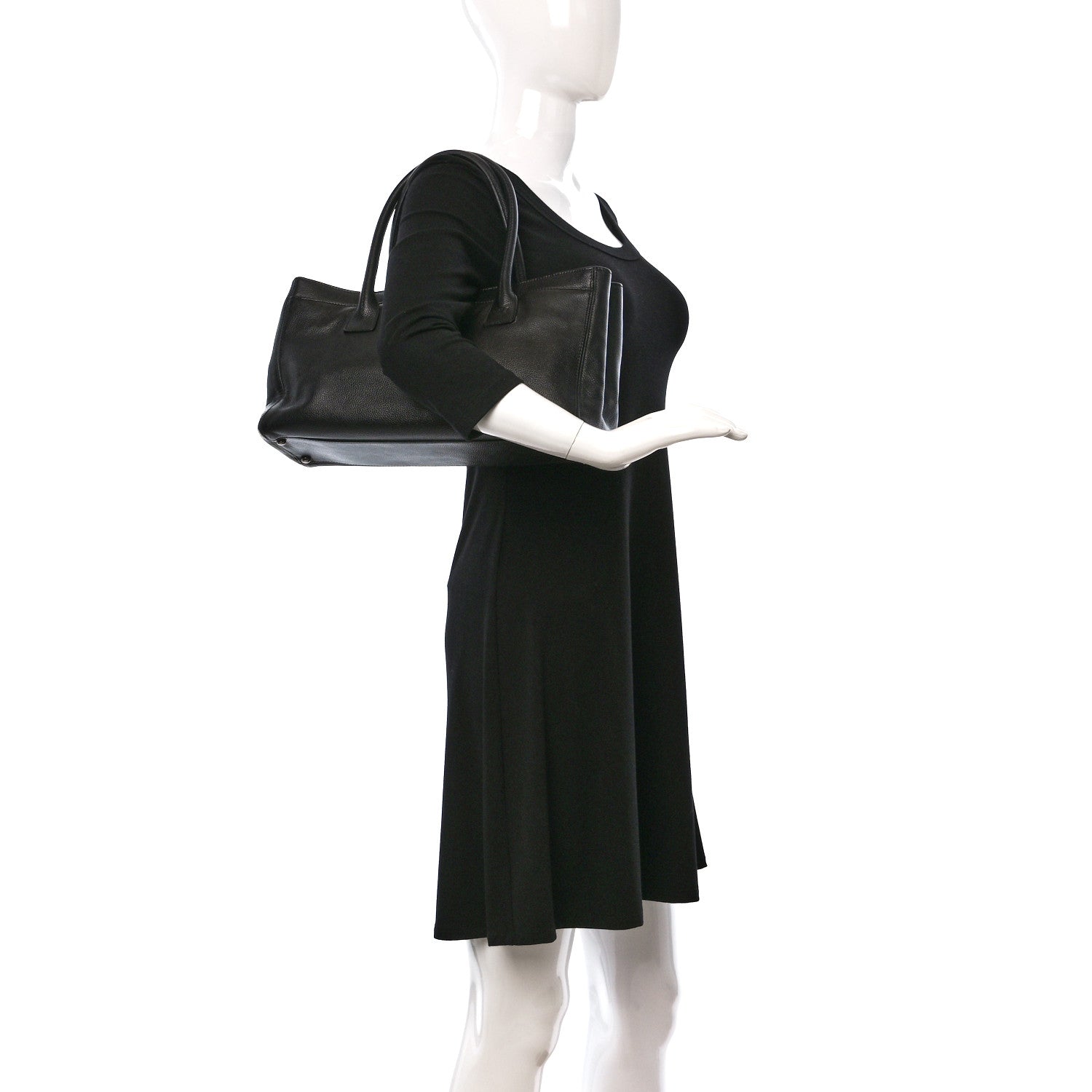 Chanel Calfskin Mademoiselle Lock Cerf Executive Shopper Tote Black 2 of 10