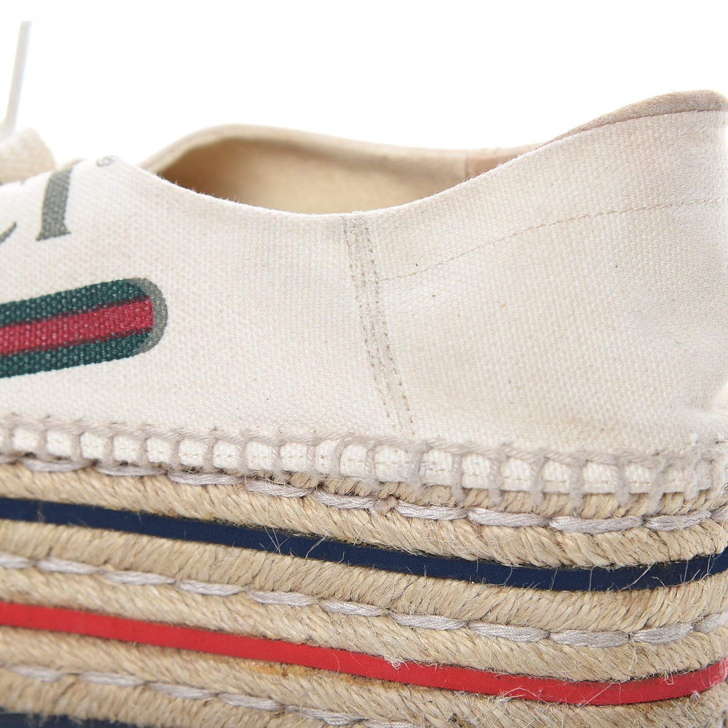 Gucci Canvas Logo Lace-Up Platform Espadrilles 36.5 Greggio Grege 10 of 15