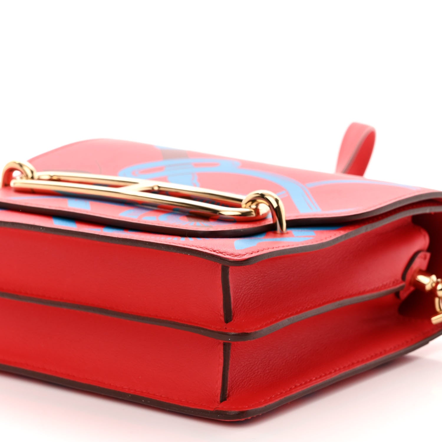 Hermes Swift Printed Eperon d'Or Mini Sac Roulis Rouge De Coeur Bleu Frida Rouge H 10 of 13
