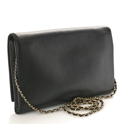 Chanel Lambskin Enamel CC Flap Clutch With Chain Black 2 of 13