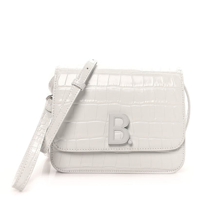 Balenciaga Shiny Calfskin Crocodile Embossed Small B Bag White 1 of 10