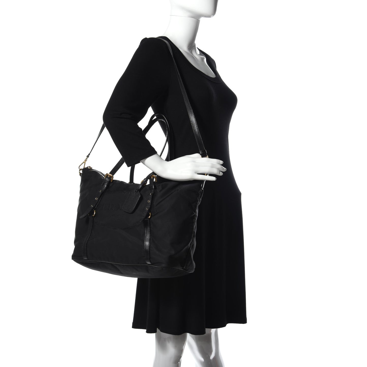 Tessuto Nylon Saffiano Tote Black