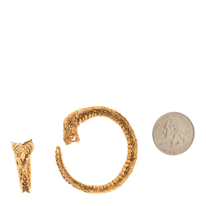 Saint Laurent Metal Asymmetrical Cobra Earrings Gold 2 of 5