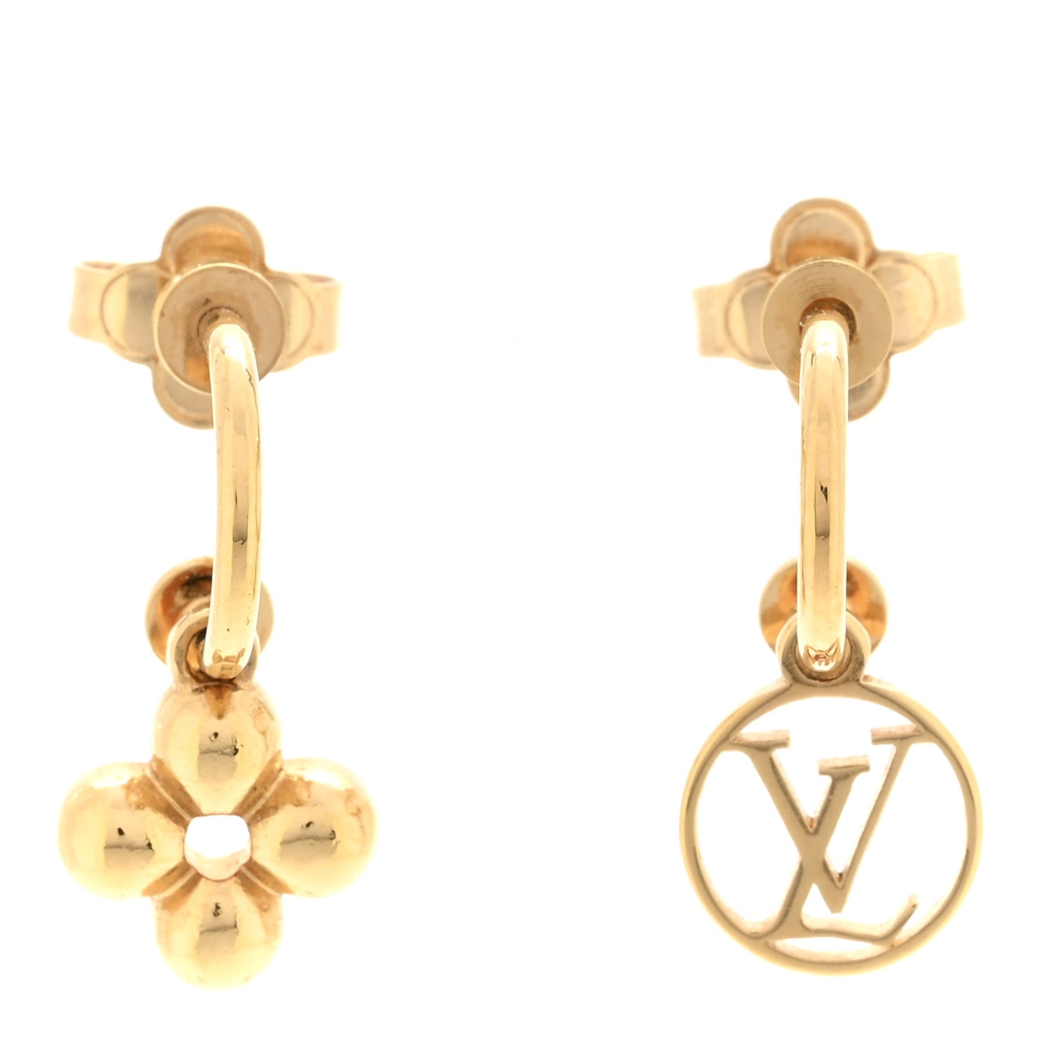 Louis Vuitton Brass Blooming Earrings Gold 1 of 5