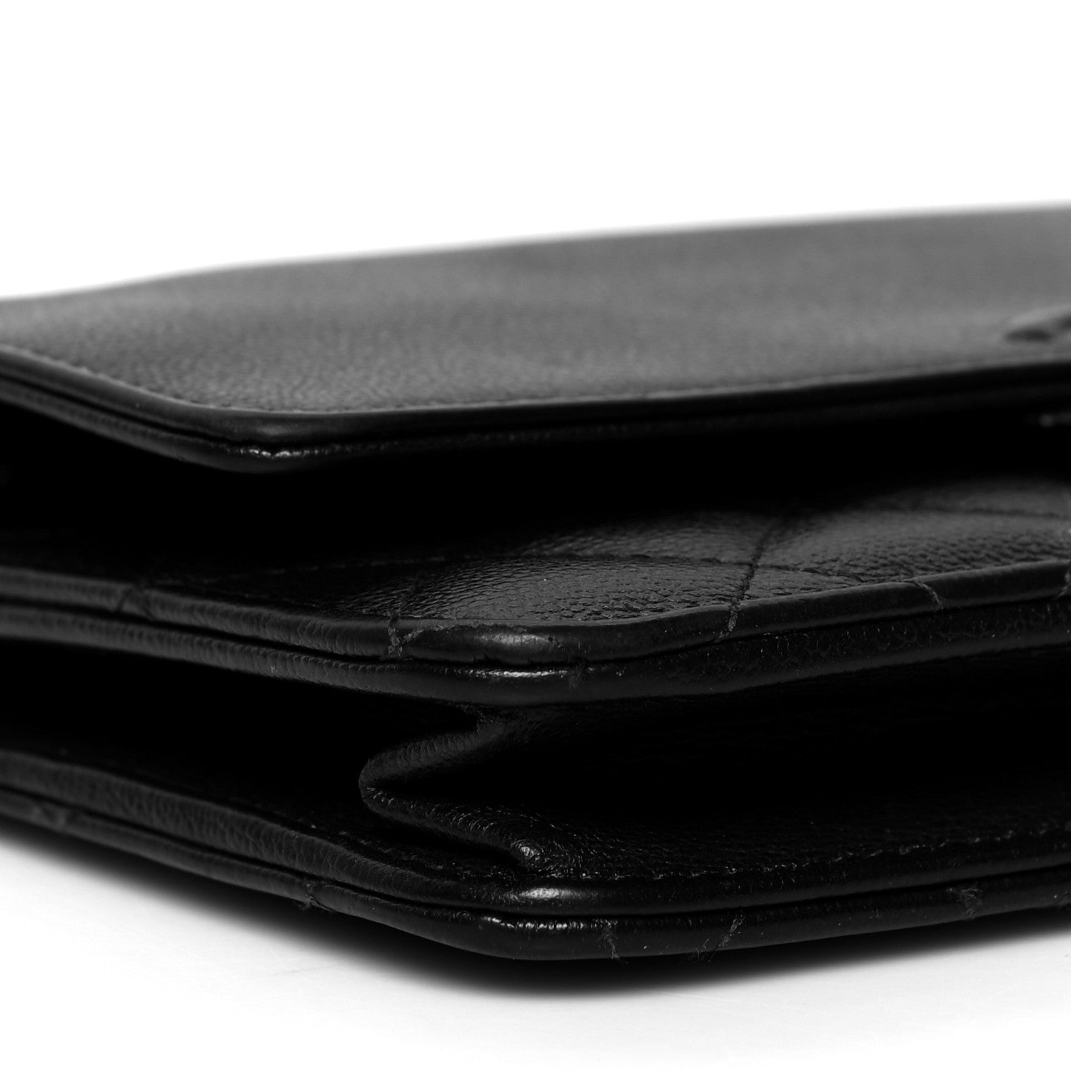 Chanel Grained Calfskin Quilted CC Box Wallet On Chain WOC Black 10 of 12