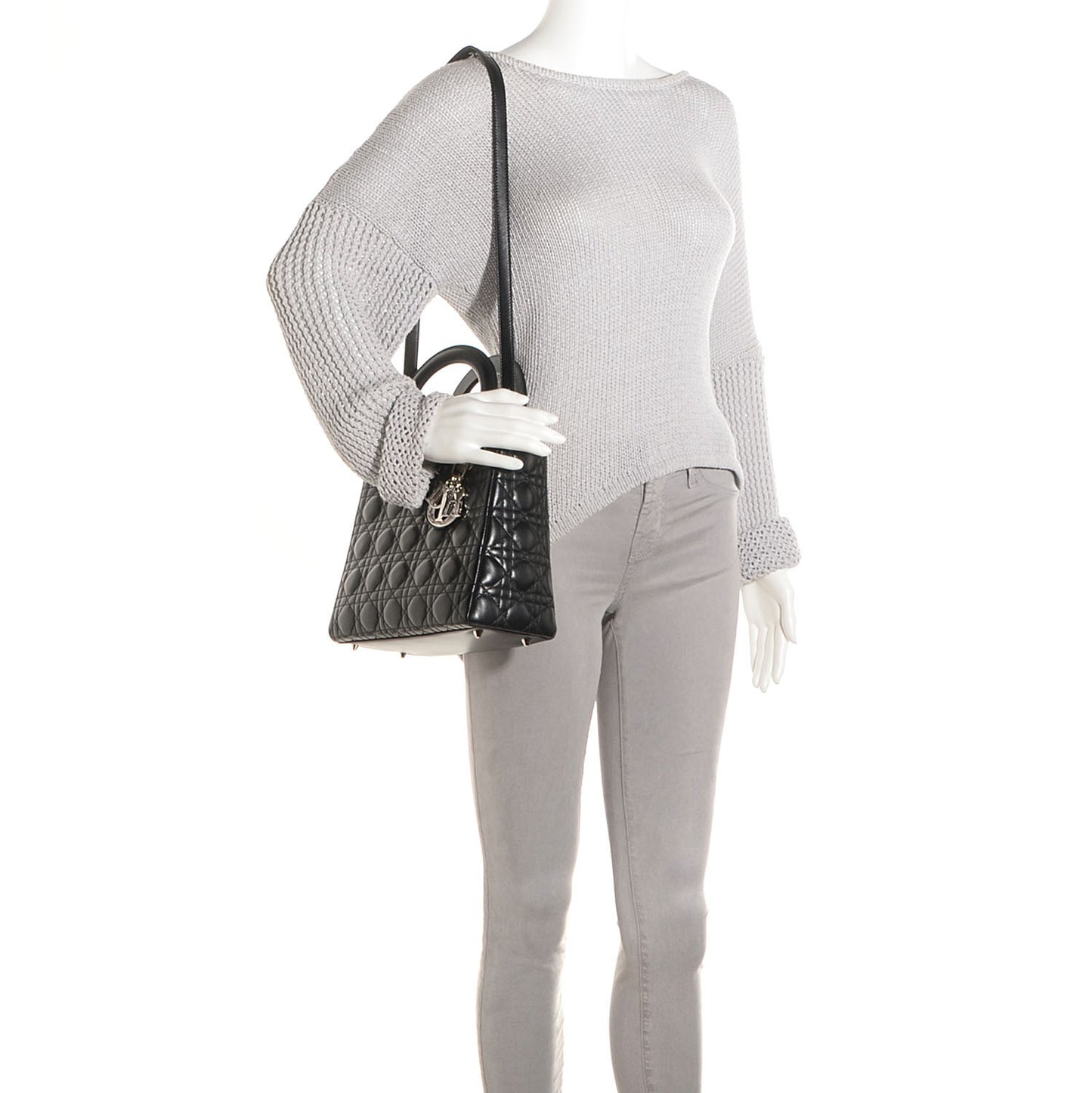Lambskin Cannage Medium Lady Dior Black