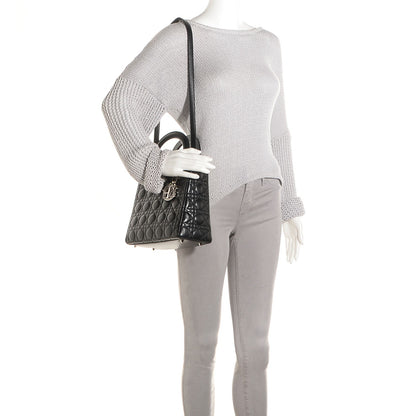 Christian Dior Lambskin Cannage Medium Lady Dior Black 2 of 9