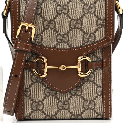 Gucci GG Supreme Monogram Mini Horsebit 1955 Crossbody Bag Beige Brown Sugar 8 of 11