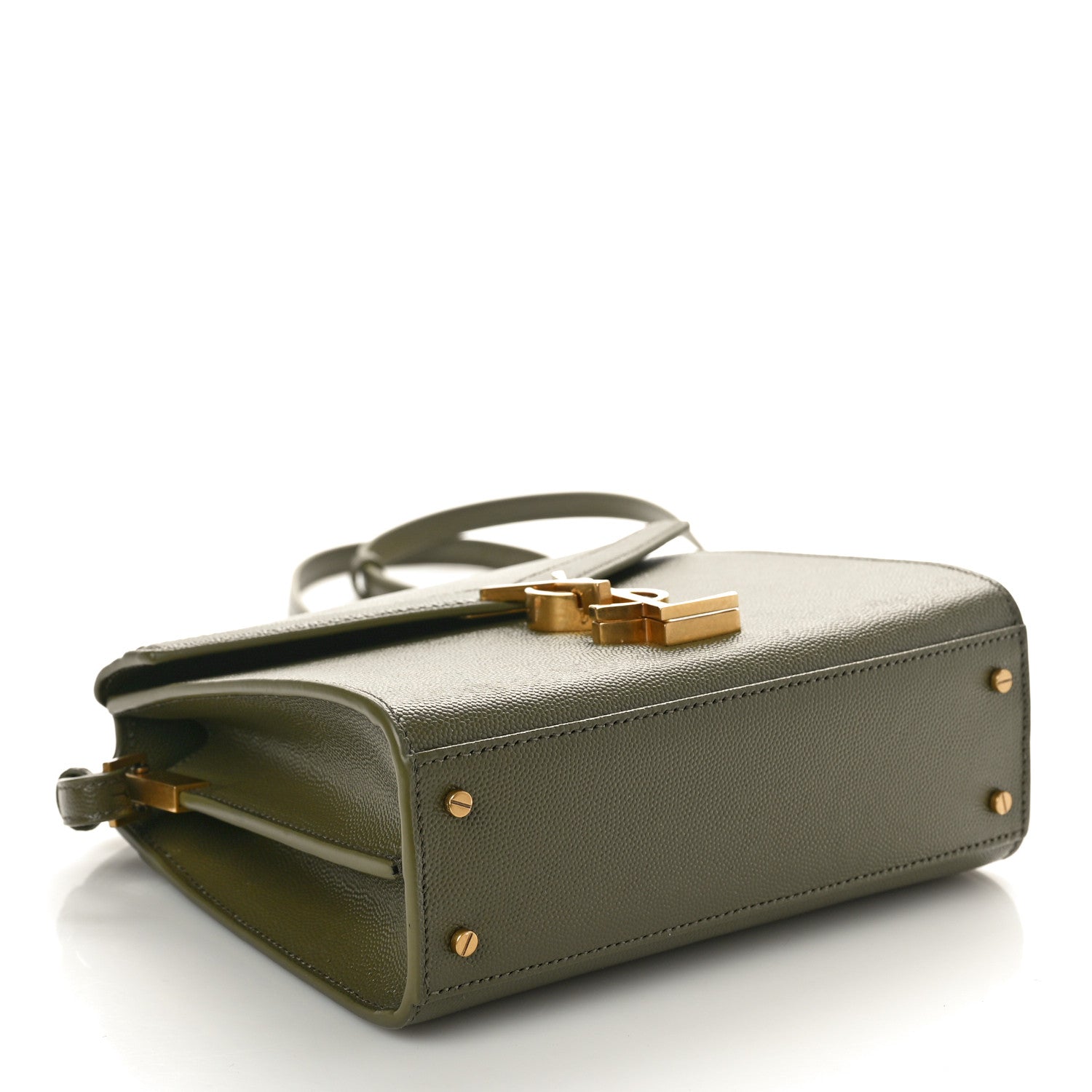 Saint Laurent Grain de Poudre Mini Classic Monogram Cassandra Top Handle Olive 4 of 10