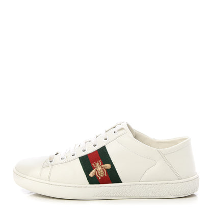 Gucci Calfskin Web Bee Embroidered Womens Ace Sneakers 37 White Green 1 of 10