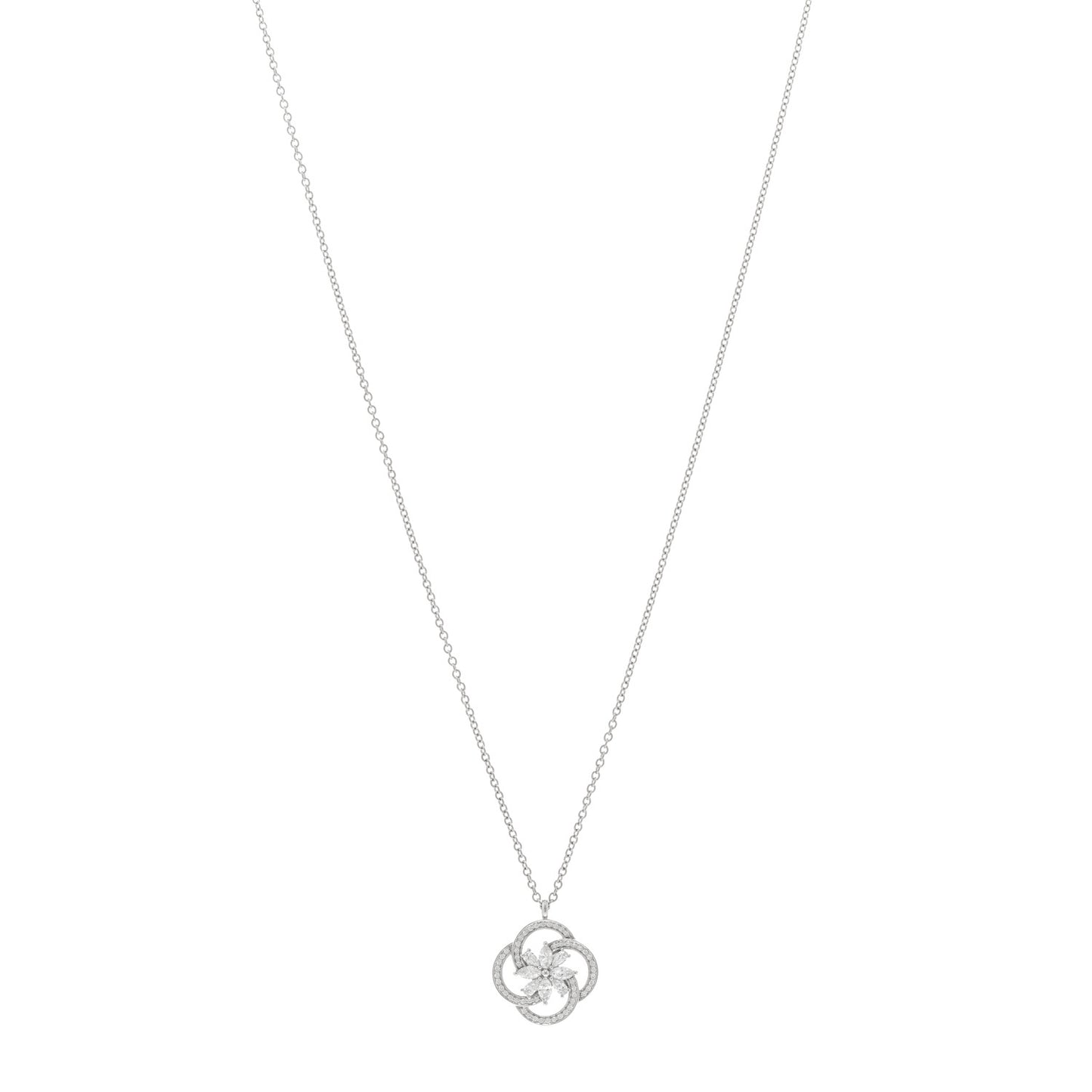 Platinum Diamond Small Victoria Cluster Pendant