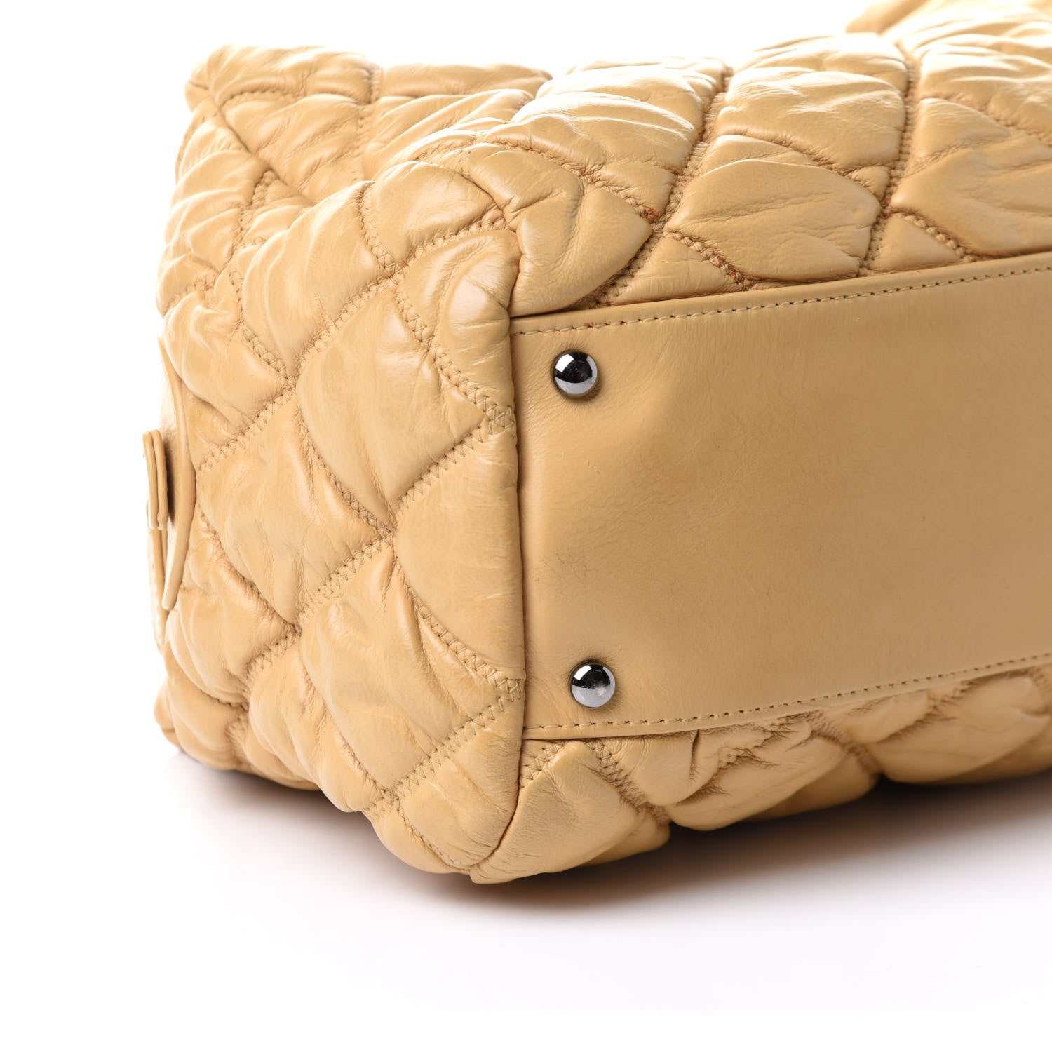 Chanel Lambskin Bubble Quilt Bowler Beige 10 of 11