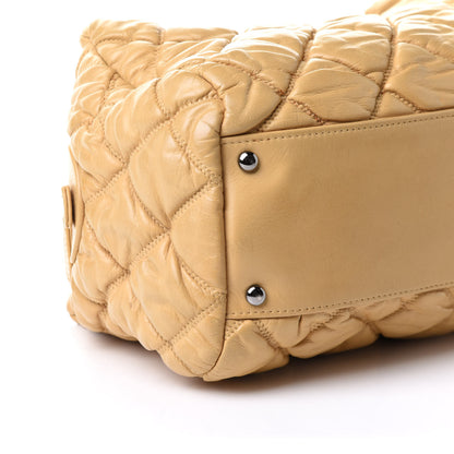 Chanel Lambskin Bubble Quilt Bowler Beige 10 of 11