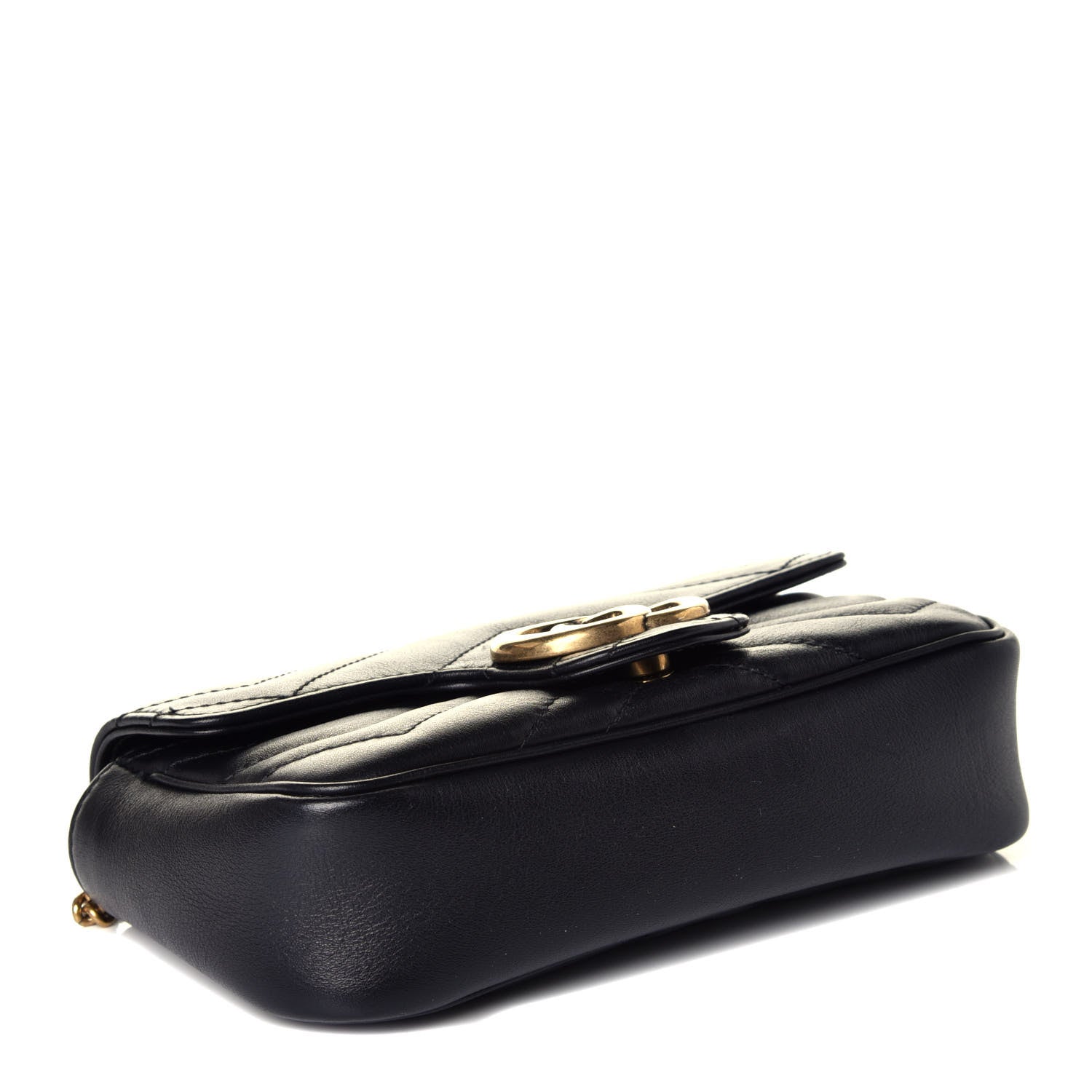Gucci Calfskin Matelasse Super Mini GG Marmont Shoulder Bag Black 4 of 10
