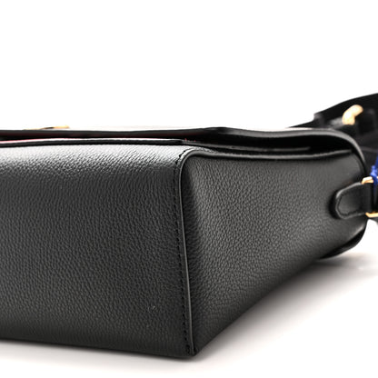 Burberry Grainy Calfskin Vintage Check Medium Note Crossbody Bag Black Post Red 10 of 10