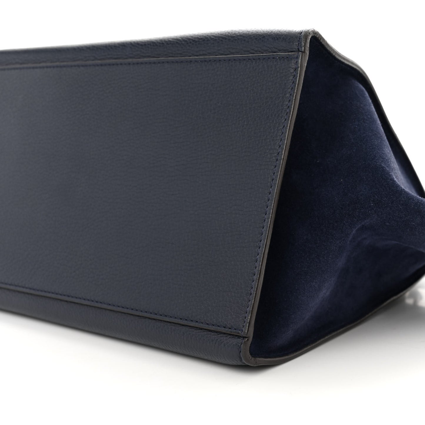 Drummed Calfskin Suede Medium Trapeze Navy Blue