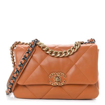 Chanel Lambskin Quilted Medium Chanel 19 Flap Light Brown 1 of 4