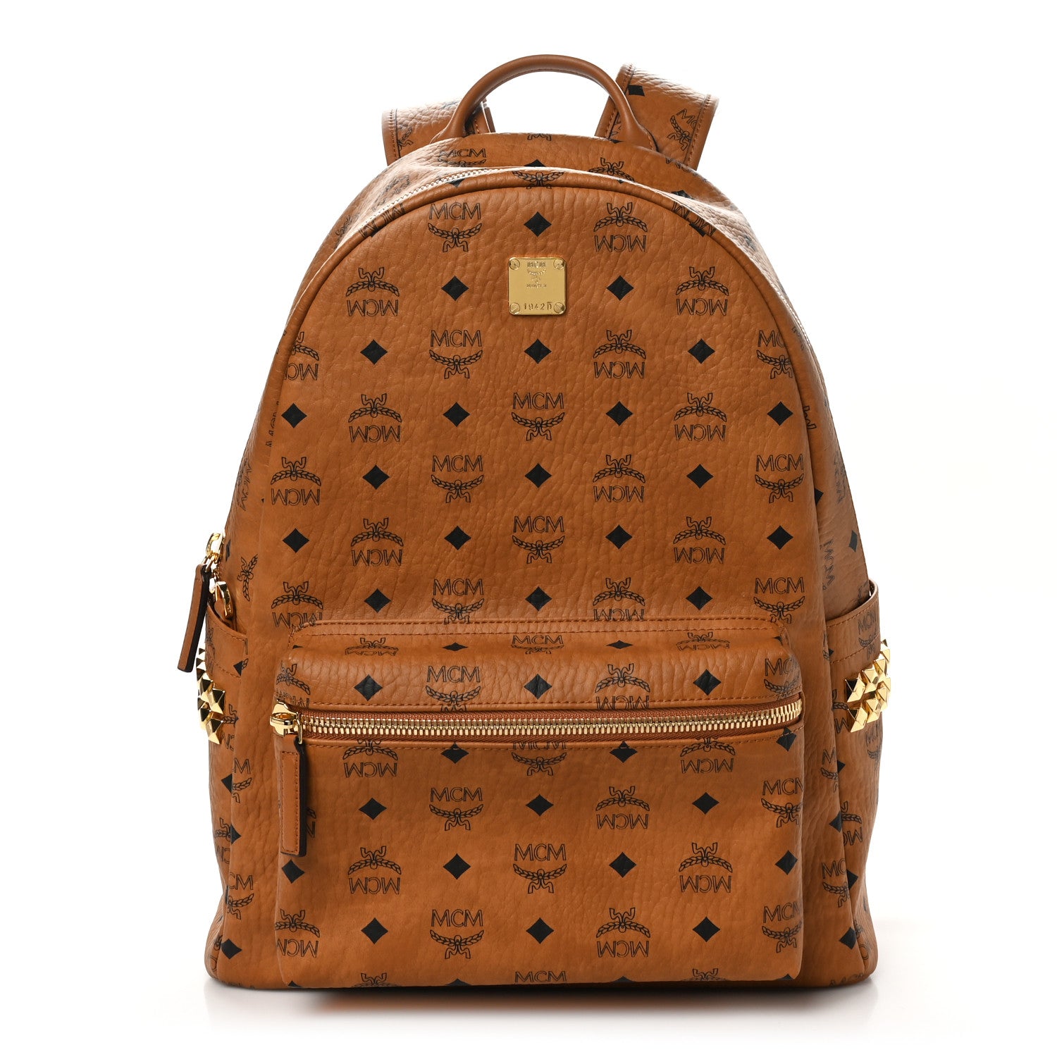 MCM Visetos Medium Side Studs Stark Backpack Cognac 1 of 9