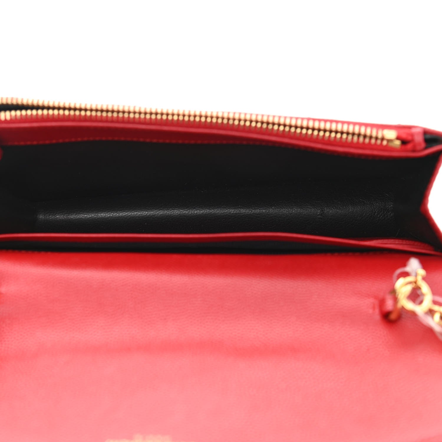 Saint Laurent Grain De Poudre Matelasse Chevron Monogram Envelope Chain Wallet New Red 5 of 12
