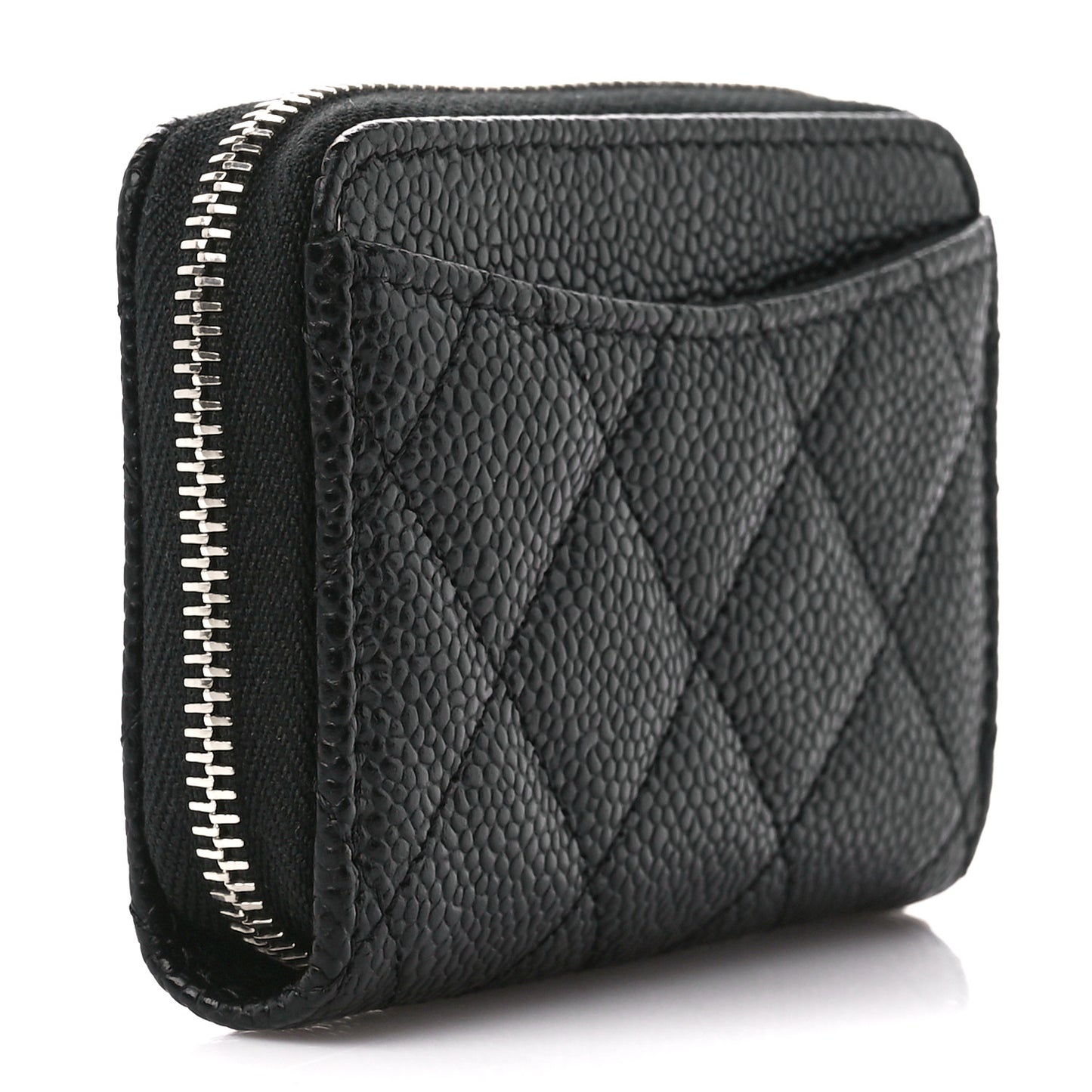 Caviar Quilted Zip Coin Purse Black