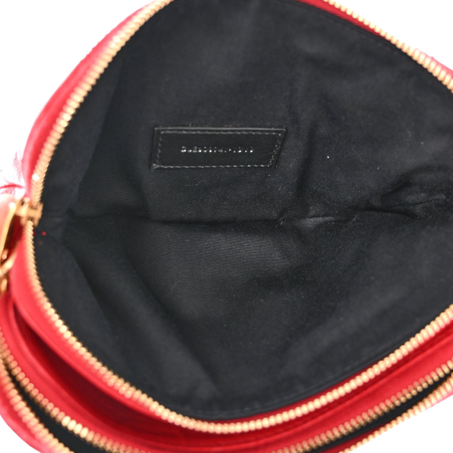 SAINT LAURENT Grained Lambskin Quilted Mini Becky Double Zip Bag Rouge Eros