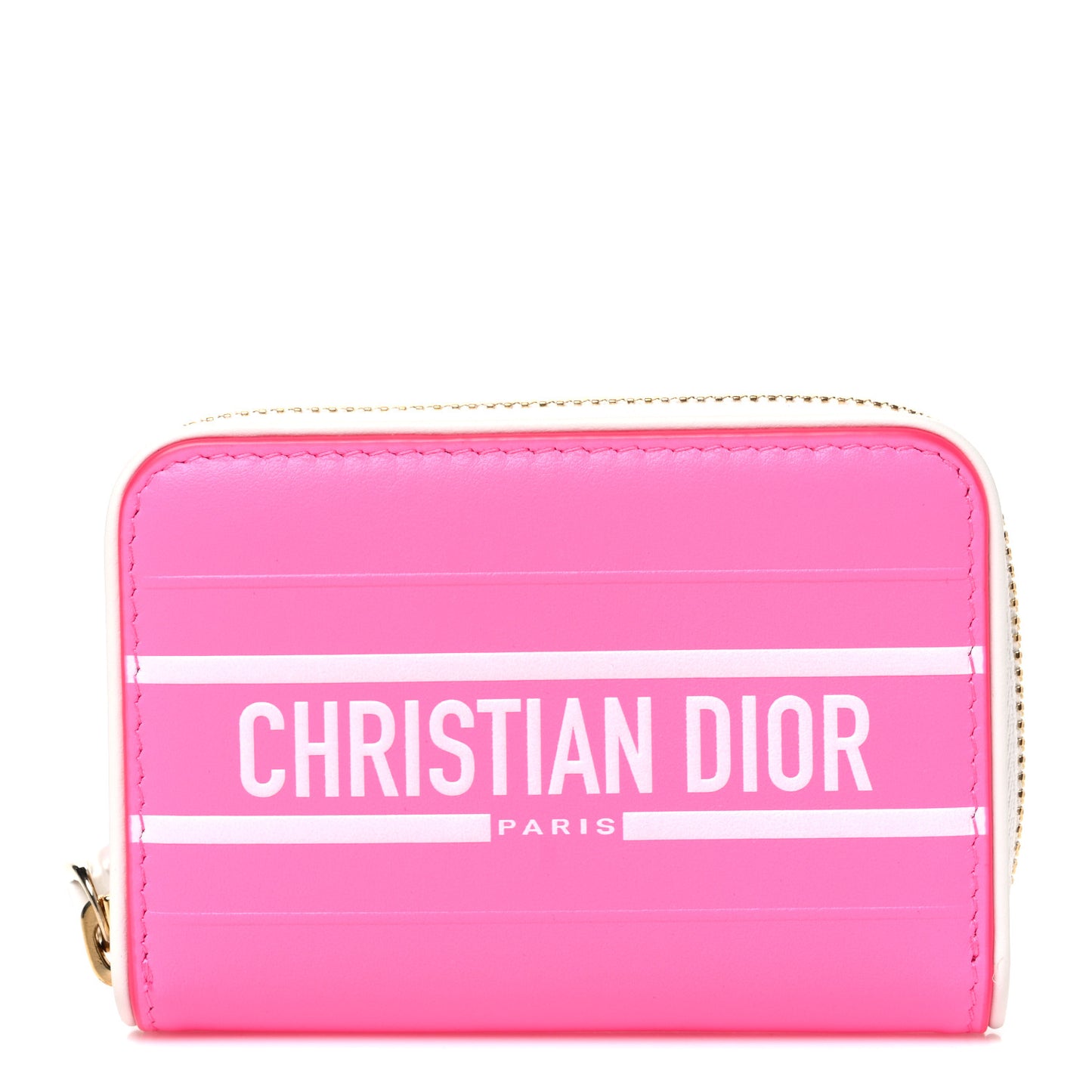 Calfskin Vibe Voyageur Card Holder Fluorescent Pink