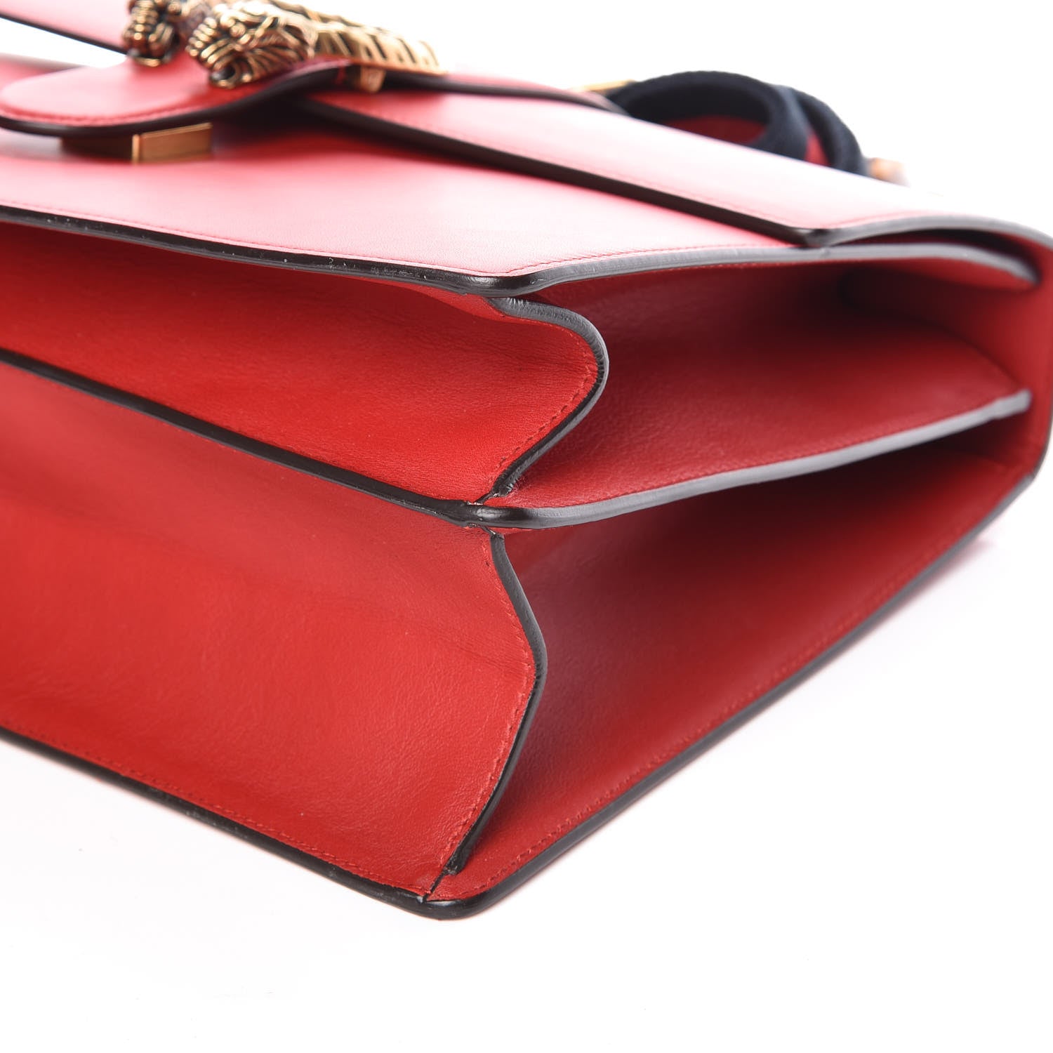Gucci Moon Calfskin Web Large Dionysus Bamboo Top Handle Bag Hibiscus Red 6 of 10