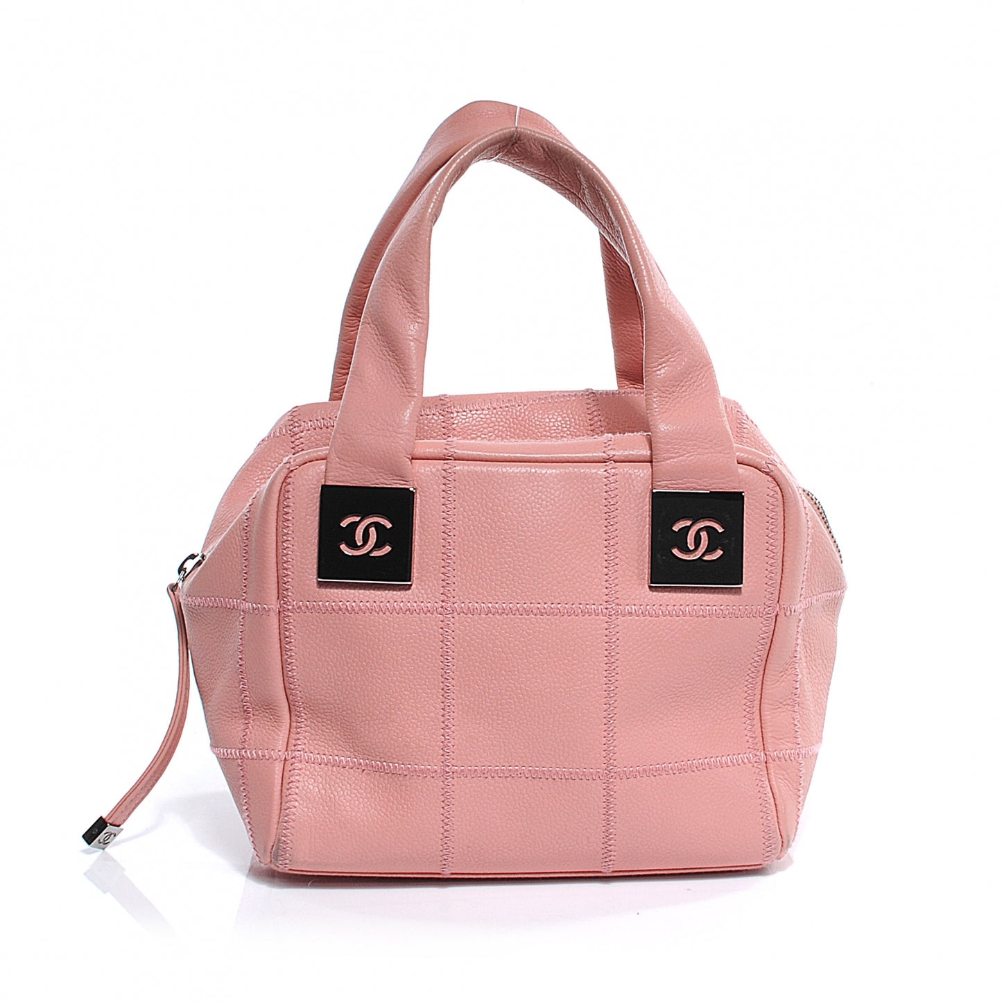 Caviar Square Stitched Tote Pink