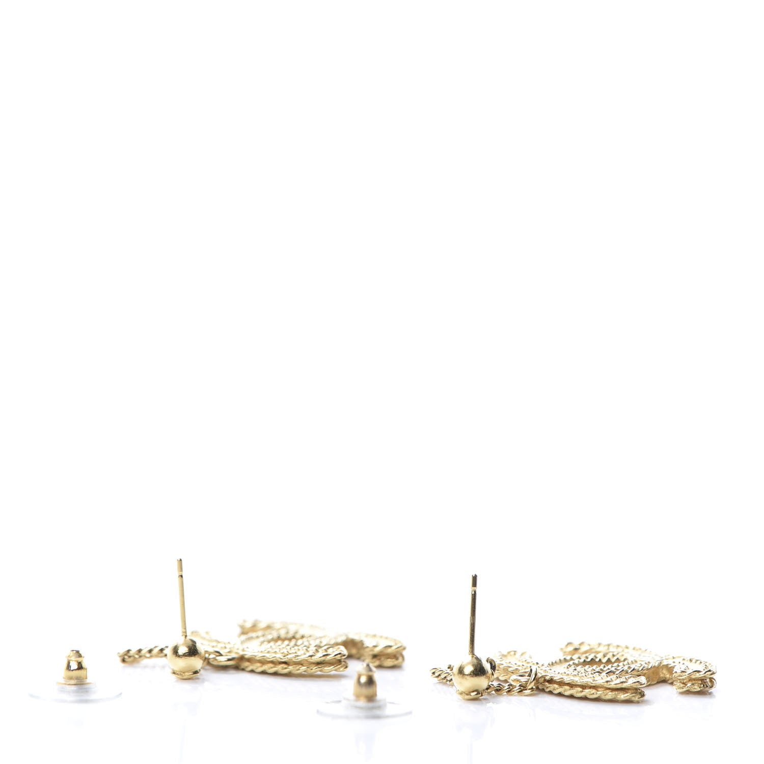 Chanel CC Drop Earrings Matte Gold 3 of 4