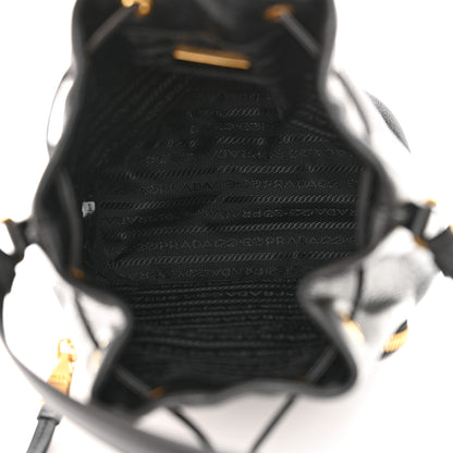 Prada Glace Calfskin Embossed Secchiello Bucket Bag Black 5 of 12