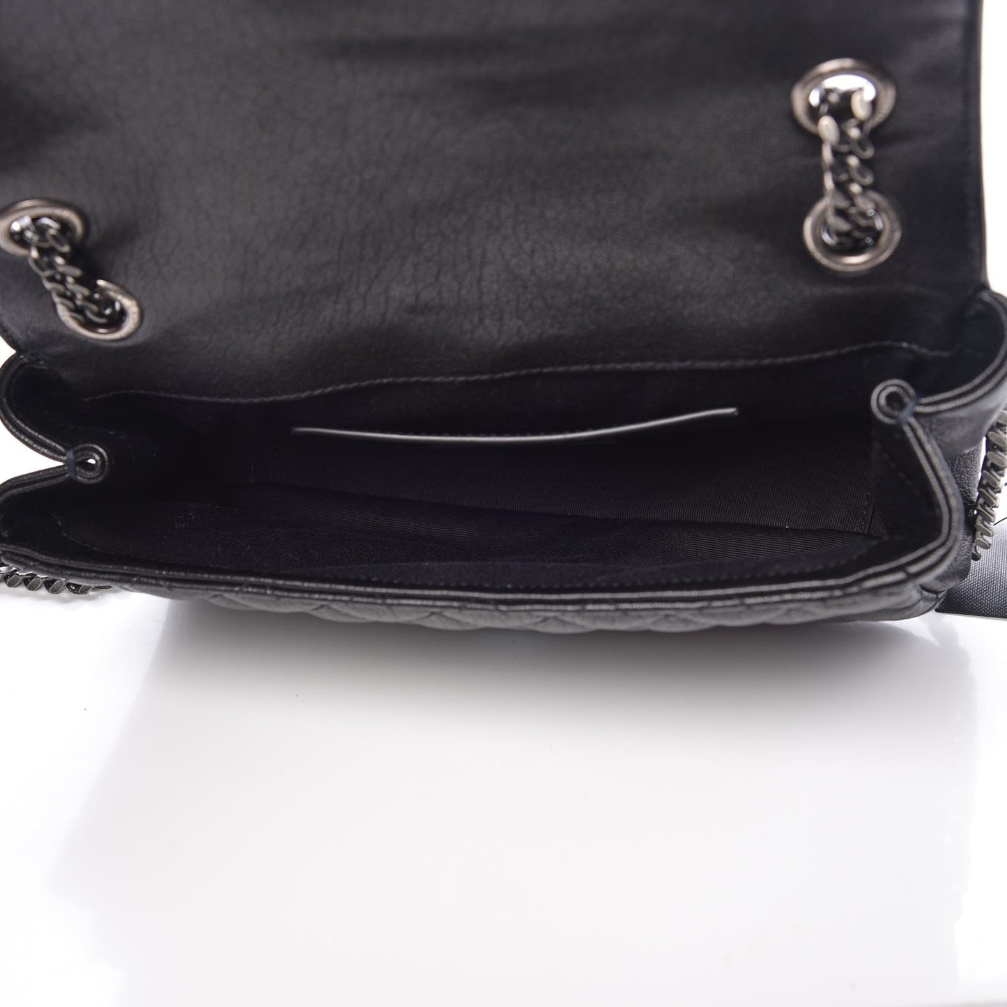 Sheepskin Tri-Quilt Monogram Medium College Bag Black