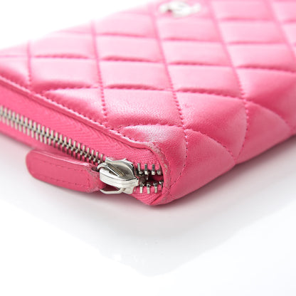Chanel Lambskin Quilted Large Gusset Zip Around Wallet Pink 9 of 10