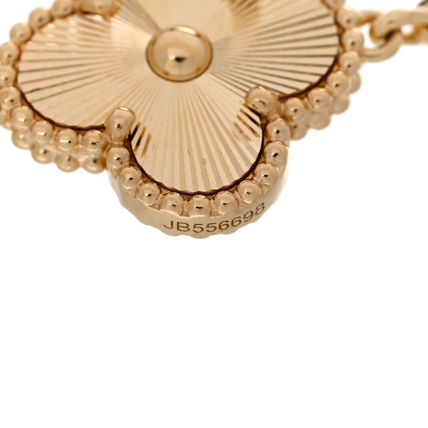 Van Cleef & Arpels 18K Yellow Gold Diamond 5 Motifs Guilloche Vintage Alhambra Bracelet 4 of 5