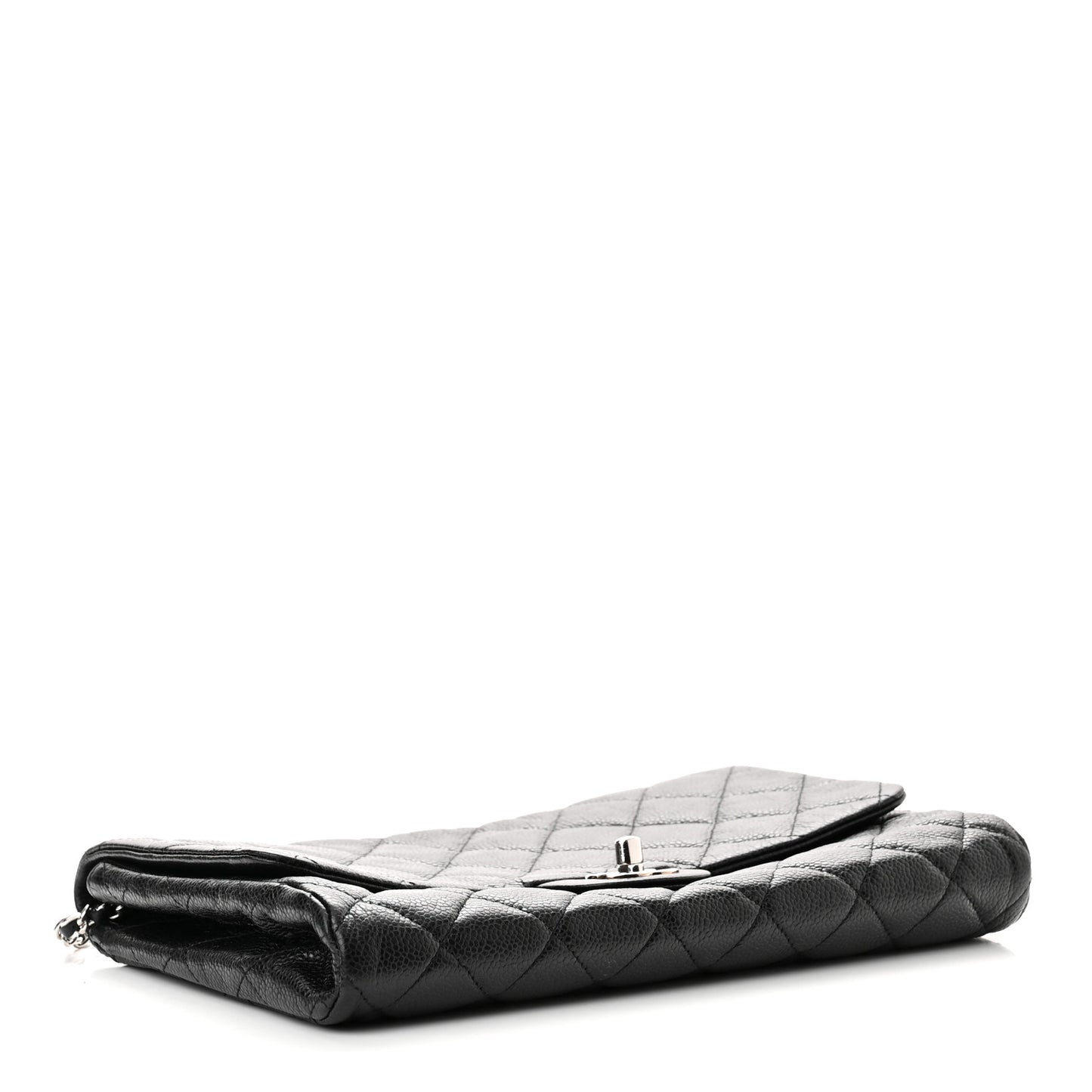 Caviar Quilted Clutch With Chain Flap Black